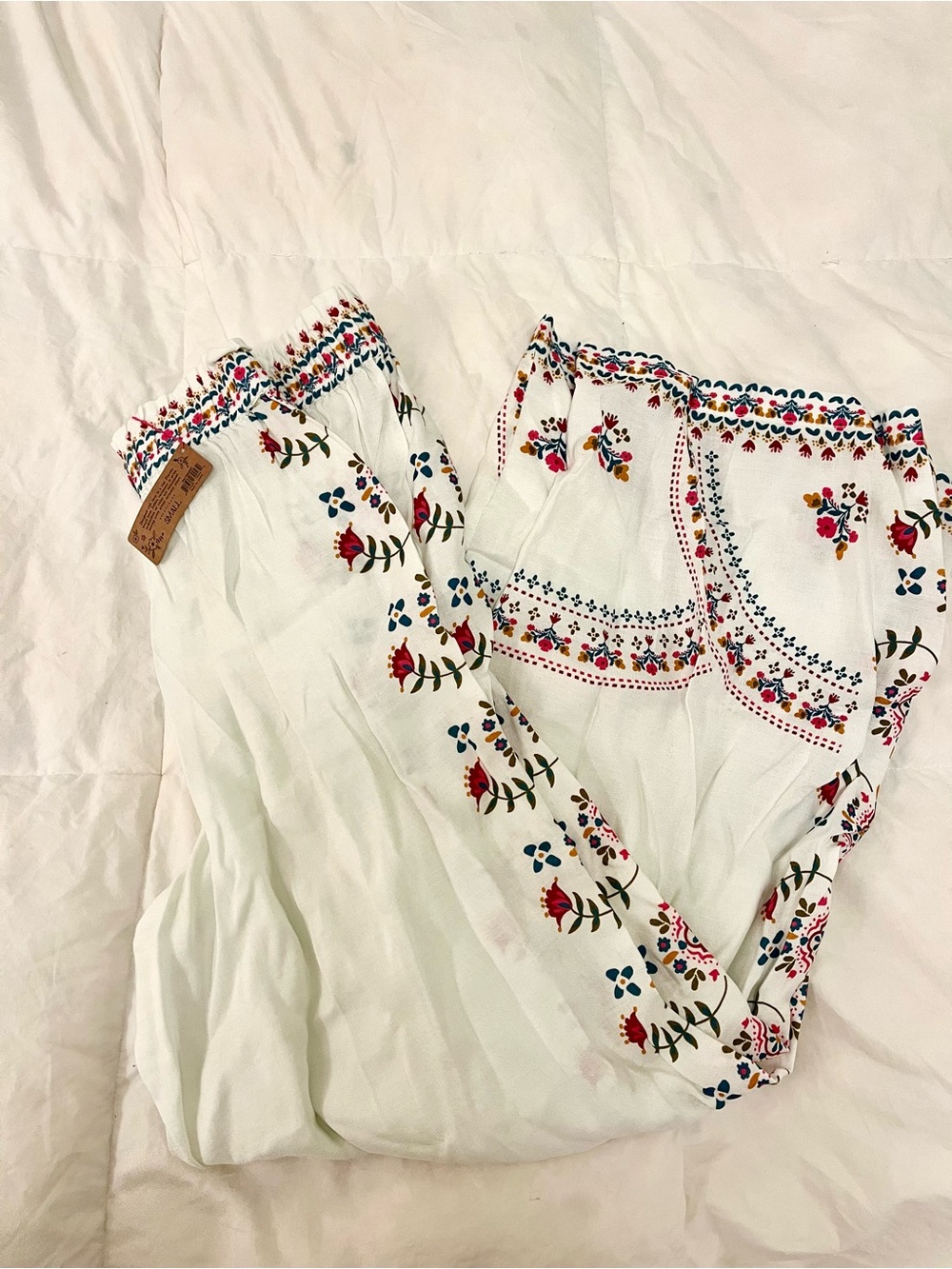 NWT Natural Life Ivory Cece Wide Leg Boho Linen Blend Pants Size Small Elastic - Picture 2 of 4